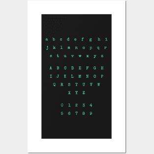 Turquoise Typewriter Letters and Numbers Posters and Art